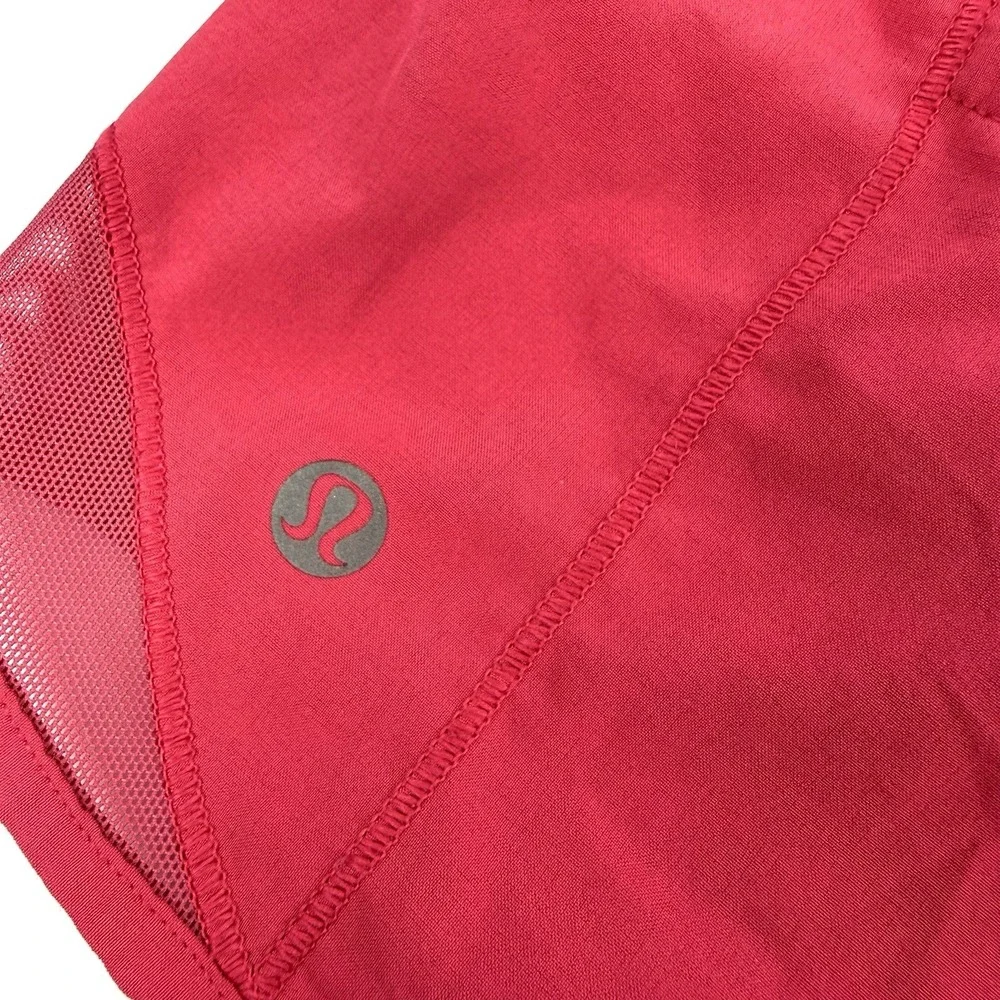 Lululemon Shorts 8 Pink Lined Running Yoga Pink Zip Pocket Womens Workout